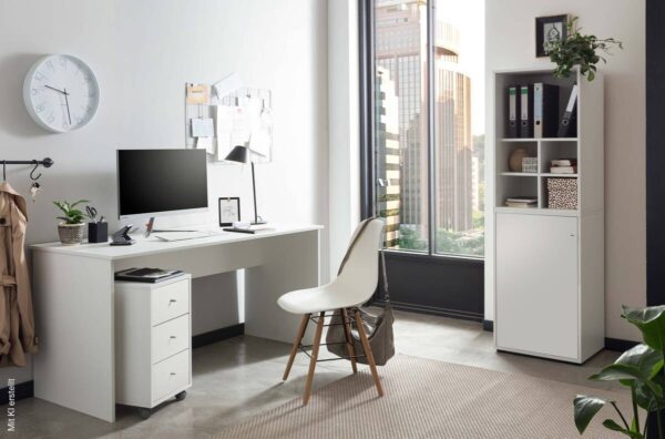 Schreibtisch Serie 400 perlweiß Optik B/H/T: ca. 150x73,6x65 cm – Bild 5