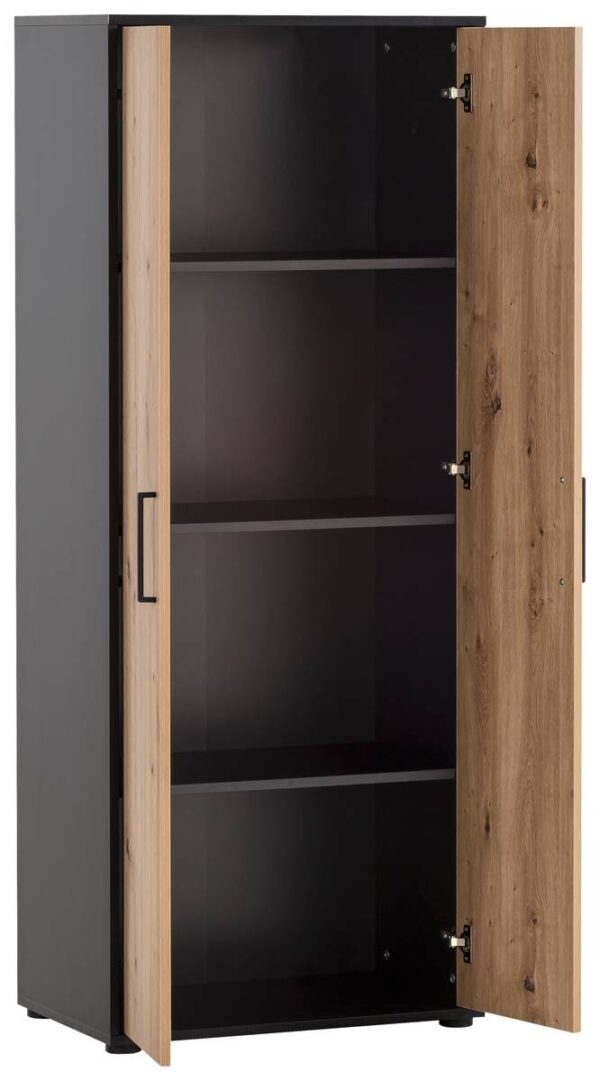 Hochschrank Aino Eiche Artisan Nachbildung schwarz matt B/H/T: ca. 65x163,6x41 cm – Bild 2