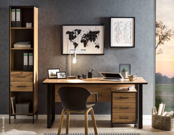 Schreibtisch Serie 2000 Eiche Landhaus Nachbildung B/H/T: ca. 160x73,2x75 cm – Bild 2