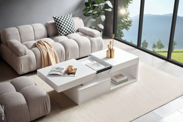 Couchtisch Vega weiß Hochglanz B/H/T: ca. 110x42x60 cm – Bild 2