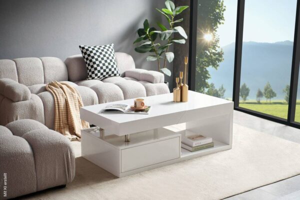 Couchtisch Vega weiß Hochglanz B/H/T: ca. 110x42x60 cm – Bild 3