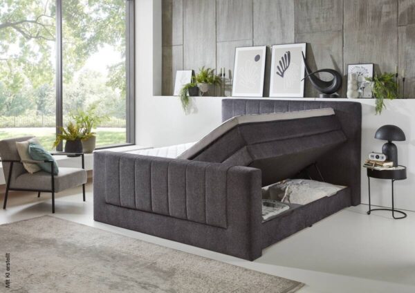 Boxspringbett Kenosha anthrazit Liegefläche B/L: ca. 180x200 cm – Bild 2