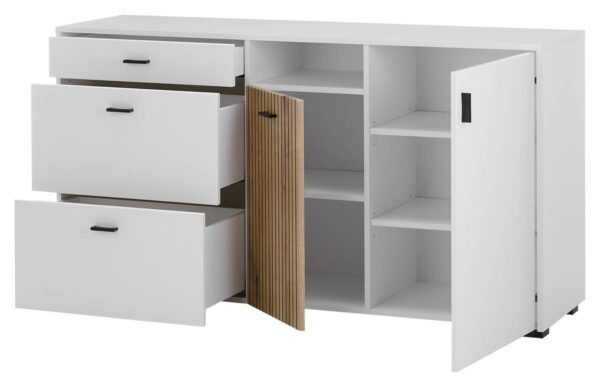 Sideboard Hudson weiß matt Eiche Evoke Coast Nachbildung B/H/T: ca. 150x22x21 cm – Bild 2