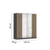 Kleiderschrank Genua grau Eiche Artisan Nachbildung B/H/T: ca. 181x197x54 cm – Bild 2