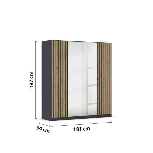 Kleiderschrank Genua grau Eiche Artisan Nachbildung B/H/T: ca. 181x197x54 cm – Bild 2