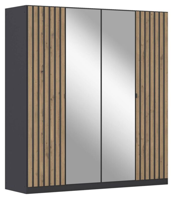 Kleiderschrank Genua grau Eiche Artisan Nachbildung B/H/T: ca. 181x197x54 cm – Bild 3