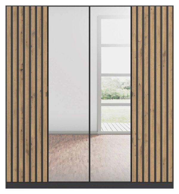 Kleiderschrank Genua grau Eiche Artisan Nachbildung B/H/T: ca. 181x197x54 cm – Bild 4