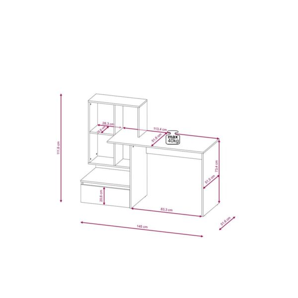 Schreibtisch SCHREIBTISH PACO 2 Eiche Artisan Nachbildung anthrazit B/H/T: ca. 145x112x52 cm – Bild 2