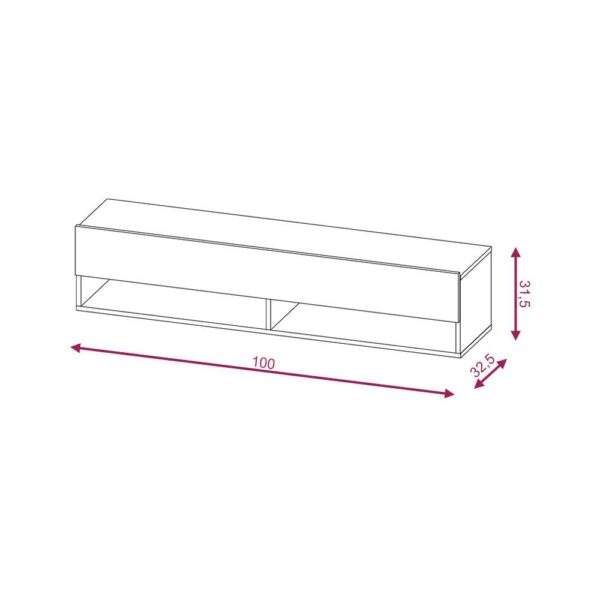 TV-Lowboard TV LOWBOARD DERBY 100 Eiche Wotan Nachbildung schwarz glänzend B/H/T: ca. 100x32,5x31,5 cm – Bild 2