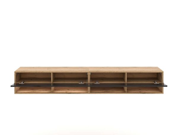 TV-Lowboard TV LOWBOARD DERBY 280 Eiche Wotan Nachbildung schwarz glänzend B/H/T: ca. 280x32,5x31,5 cm – Bild 5