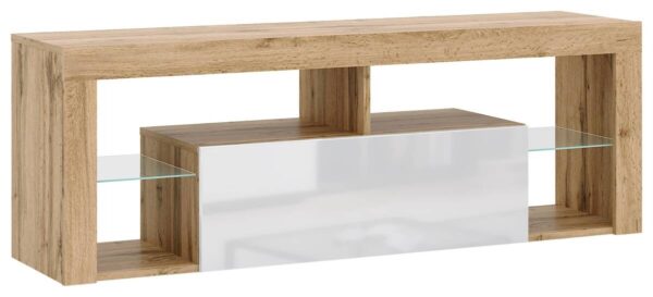 TV-Lowboard TV LOWBOARD Everest 140 Eiche Wotan Nachbildung weiß glänzend B/H/T: ca. 140x50x35 cm – Bild 2