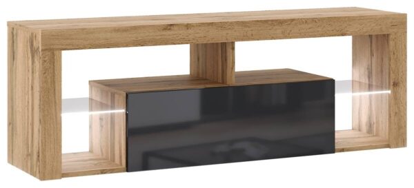 TV-Lowboard TV LOWBOARD Everest 140 LED Eiche Wotan Nachbildung schwarz glänzend B/H/T: ca. 140x50x35 cm – Bild 5