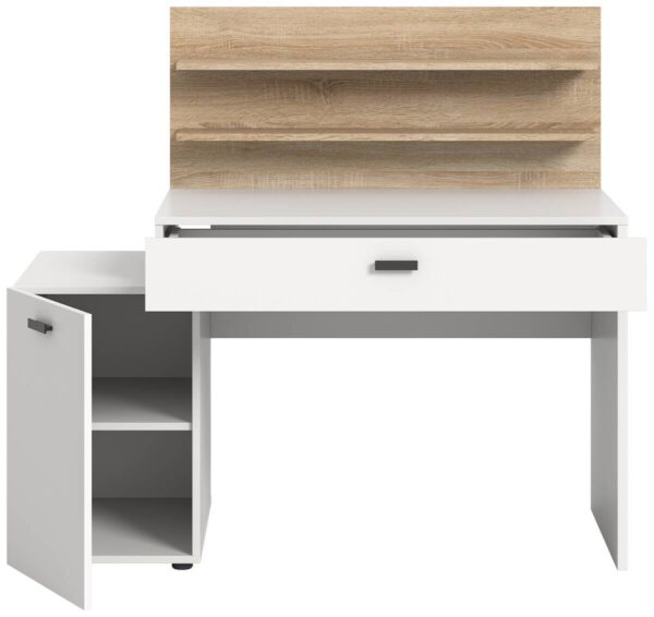 Schreibtisch Match weiß Eiche Sonoma Nachbildung B/H/T: ca. 130x117x54 cm – Bild 3