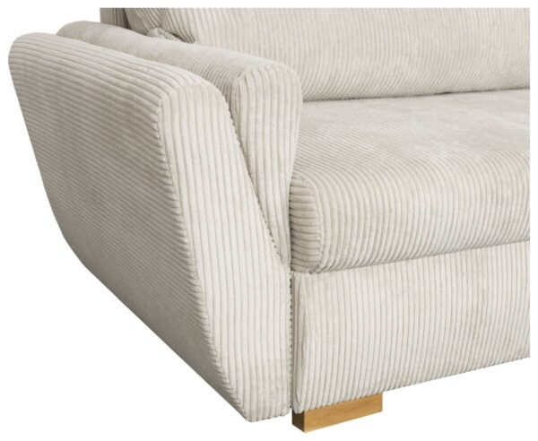 Ecksofa mit Bettfunktion und Bettkasten beige Velourstoff B/H/T: ca. 229x86x167 cm – Bild 2