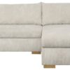 Ecksofa mit Bettfunktion und Bettkasten beige Velourstoff B/H/T: ca. 229x86x167 cm – Bild 3