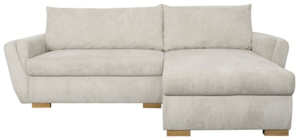 Ecksofa mit Bettfunktion und Bettkasten beige Velourstoff B/H/T: ca. 229x86x167 cm – Bild 3