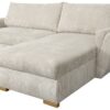 Ecksofa mit Bettfunktion und Bettkasten beige Velourstoff B/H/T: ca. 229x86x167 cm – Bild 4