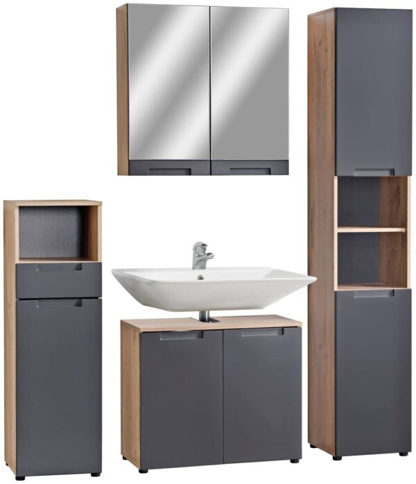 Badkommode Mailand Eiche Viking Nachbildung anthrazit B/H/T: ca. 35x111x35 cm – Bild 2