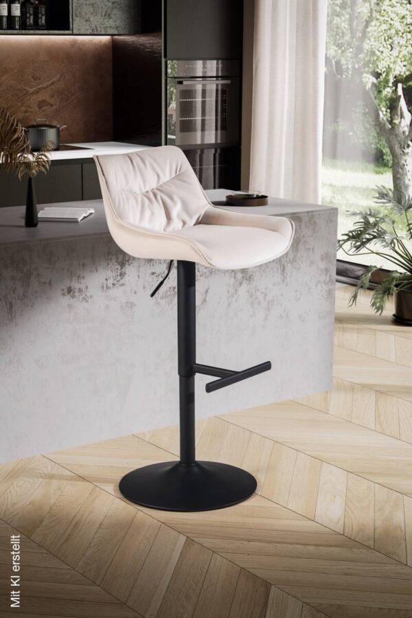 Barhocker beige Samt B/H/T: ca. 45x106x55 cm – Bild 3