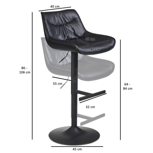 Barhocker schwarz Kunstleder B/H/T: ca. 45x106x55 cm Barhocker schwarz Kunstleder B/H/T: ca. 45x106x55 cm – Bild 5