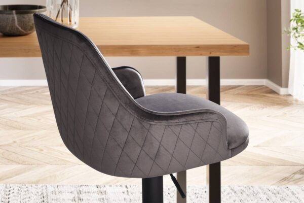 Barhocker grau Samt B/H/T: ca. 45x106x45 cm – Bild 2