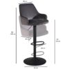 Barhocker grau Samt B/H/T: ca. 45x106x45 cm – Bild 5