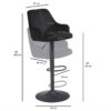 Barhocker schwarz Samt B/H/T: ca. 45x106x45 cm – Bild 2