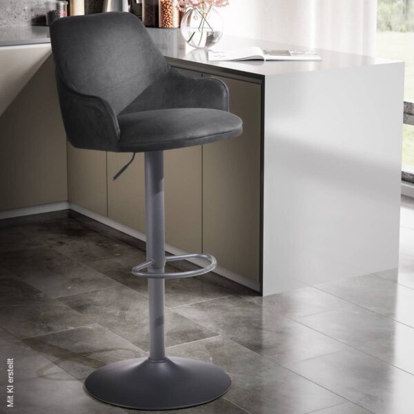 Barhocker schwarz Samt B/H/T: ca. 45x106x45 cm – Bild 3