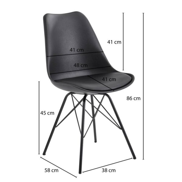 Stuhl 2er.-Set. schwarz Kunstleder Eisen B/H/T: ca. 58x86x48 cm – Bild 3