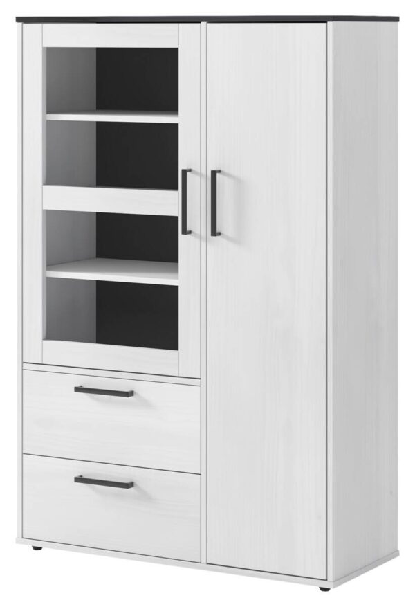Highboard Smart 1 Massivholz kiefer weiß schwarz B/H/T: ca. 98x149x40 cm – Bild 2