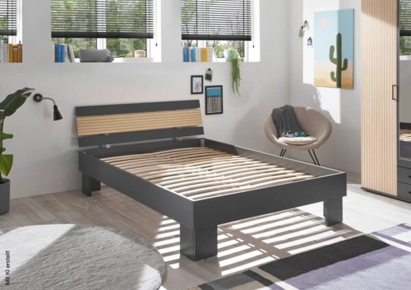 Futonbett Jolka Graphit Eiche Nachbildung Liegefläche B/L: ca. 140x200 cm – Bild 2