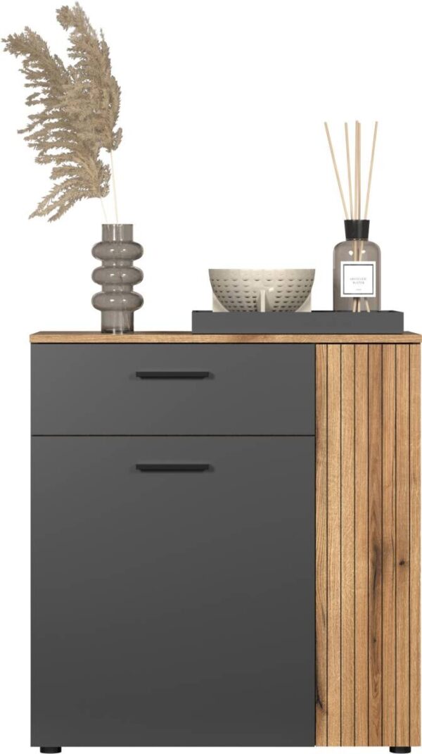 Kommode Esteban anthrazit Eiche Evoke Coast Nachbildung B/H/T: ca. 80x86x38 cm – Bild 4