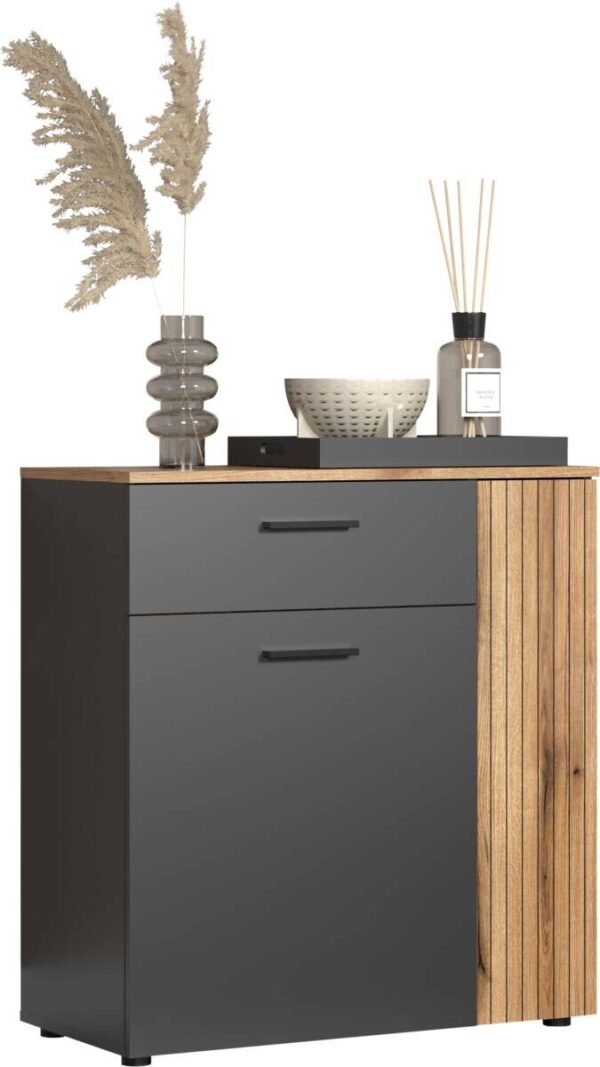 Kommode Esteban anthrazit Eiche Evoke Coast Nachbildung B/H/T: ca. 80x86x38 cm – Bild 5