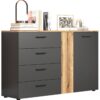 Kommode Esteban anthrazit Eiche Evoke Coast Nachbildung B/H/T: ca. 139x86x38 cm – Bild 3