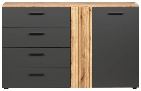 Kommode Esteban anthrazit Eiche Evoke Coast Nachbildung B/H/T: ca. 139x86x38 cm – Bild 4