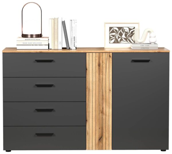 Kommode Esteban anthrazit Eiche Evoke Coast Nachbildung B/H/T: ca. 139x86x38 cm – Bild 5