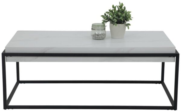 Couchtisch Carlos weiß Marmor Nachbildung B/H/T: ca. 114x42x64 cm – Bild 2