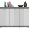 Kommode SCOUT Rauchsilber Nachbildung weiß Hochglanz B/H/T: ca. 120x85x37 cm – Bild 2