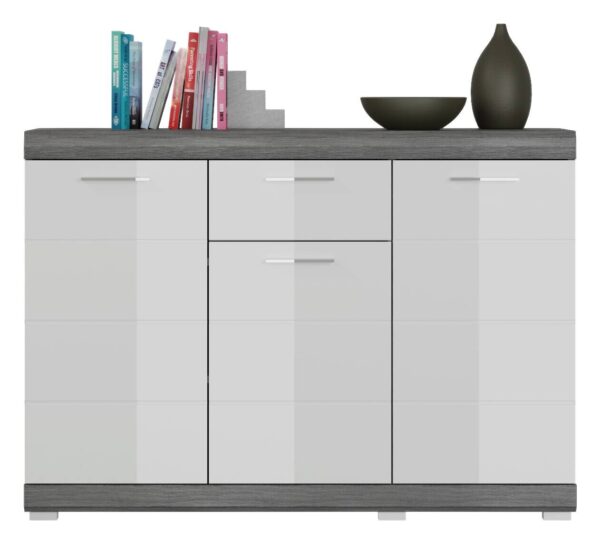 Kommode SCOUT Rauchsilber Nachbildung weiß Hochglanz B/H/T: ca. 120x85x37 cm – Bild 2