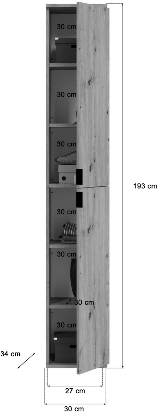 Garderobe PROJEKT Eiche Artisan Nachbildung B/H/T: ca. 91x193x34 cm – Bild 2