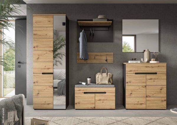 Sitzbank CANU edles Basaltgrau Nachbildung Eiche Artisan Nachbildung B/H/T: ca. 80x45x37 cm – Bild 3