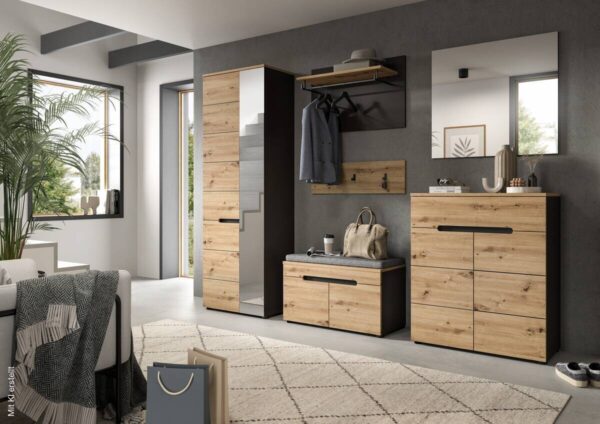 Sitzbank CANU edles Basaltgrau Nachbildung Eiche Artisan Nachbildung B/H/T: ca. 80x45x37 cm – Bild 4