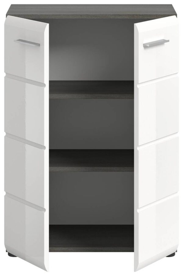 Kommode SALSA Rauchsilber Nachbildung weiß Hochglanz B/H/T: ca. 60x85x37 cm – Bild 2