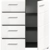 Kommode SALSA Rauchsilber Nachbildung weiß Hochglanz B/H/T: ca. 75x85x37 cm – Bild 2