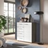 Kommode SALSA Rauchsilber Nachbildung weiß Hochglanz B/H/T: ca. 75x85x37 cm – Bild 3