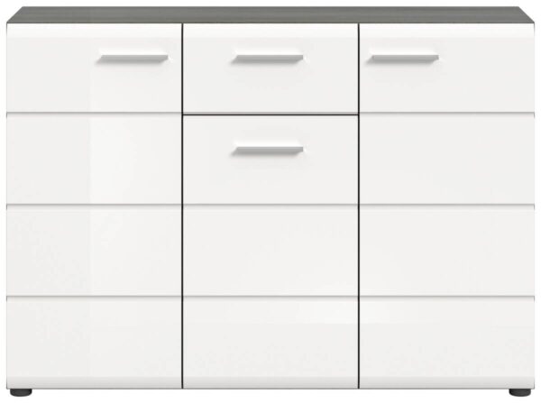 Kommode SALSA Rauchsilber Nachbildung weiß Hochglanz B/H/T: ca. 120x85x37 cm Kommode SALSA Rauchsilber Nachbildung weiß Hochglanz B/H/T: ca. 120x85x37 cm – Bild 3