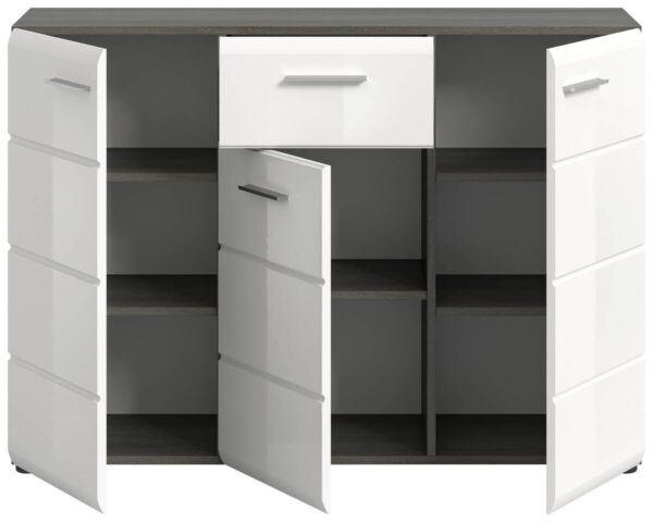 Kommode SALSA Rauchsilber Nachbildung weiß Hochglanz B/H/T: ca. 120x85x37 cm Kommode SALSA Rauchsilber Nachbildung weiß Hochglanz B/H/T: ca. 120x85x37 cm – Bild 5