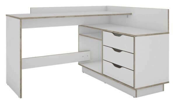 Schreibtisch BELFAST weiß Eiche Sonoma Nachbildung B/H/T: ca. 129x83,5x105 cm – Bild 2