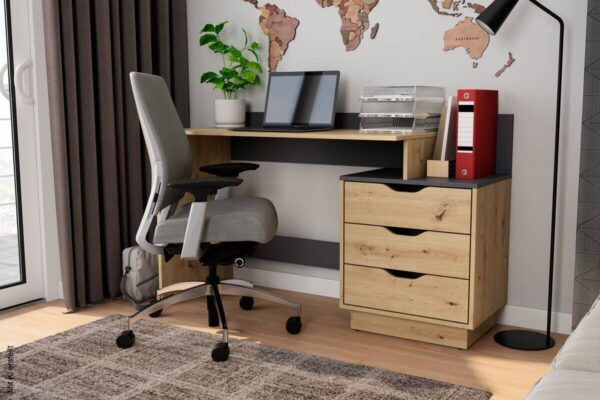 Schreibtisch BELFAST Eiche Artisan Nachbildung anthrazit B/H/T: ca. 138x83,5x51,5 cm Schreibtisch BELFAST Eiche Artisan Nachbildung anthrazit B/H/T: ca. 138x83,5x51,5 cm – Bild 2