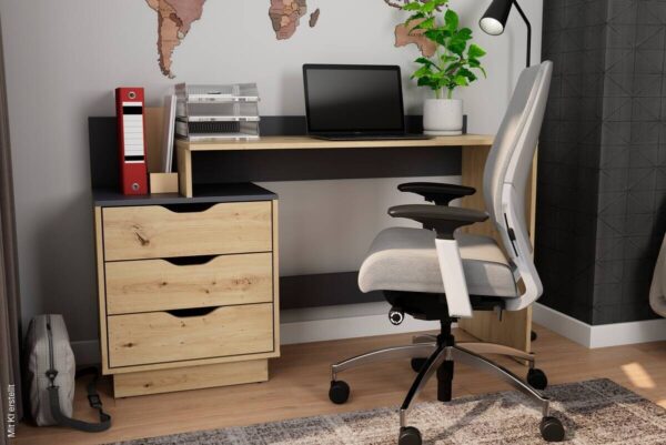 Schreibtisch BELFAST Eiche Artisan Nachbildung anthrazit B/H/T: ca. 138x83,5x51,5 cm Schreibtisch BELFAST Eiche Artisan Nachbildung anthrazit B/H/T: ca. 138x83,5x51,5 cm – Bild 5